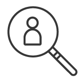 icon of a magnifying glass with a person in the center